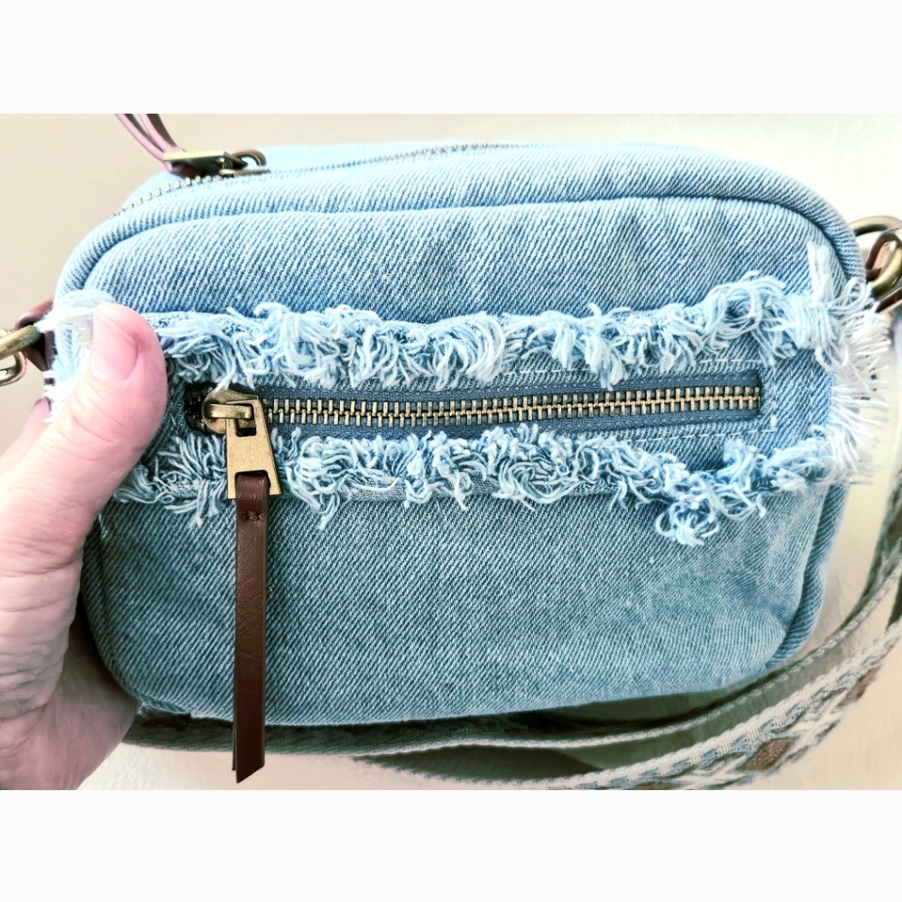 Universal Thread Distressed Denim Mini Crossbody … - image 8